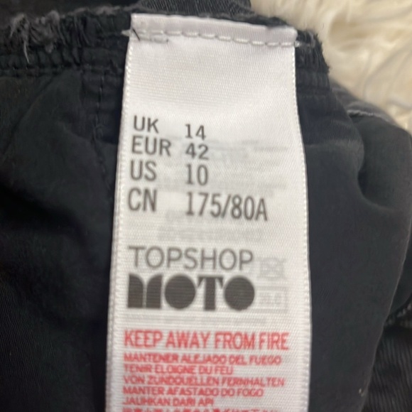 Topshop Moto Mom shorts distressed frayed raw hem washed black 10 - Picture 7 of 9